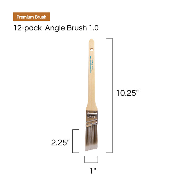 Vermeer Paint Brushes - 12-Pack - 1" Angle Brushes for All Latex and Oil Paints & Stains - Home Improvement - Interior & Exterior Use