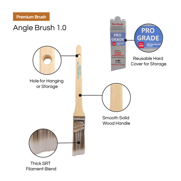 Vermeer Paint Brushes - 12-Pack - 1" Angle Brushes for All Latex and Oil Paints & Stains - Home Improvement - Interior & Exterior Use