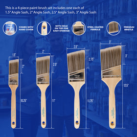 ProGrade Premium Mixed Angle Paint Brush Set, 4 Piece, Hard Cover