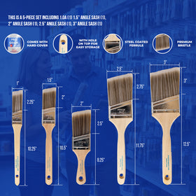 ProGrade Premium Angle Brush Set, 5 Piece, Hard Cover, 1" to 3" Sizes