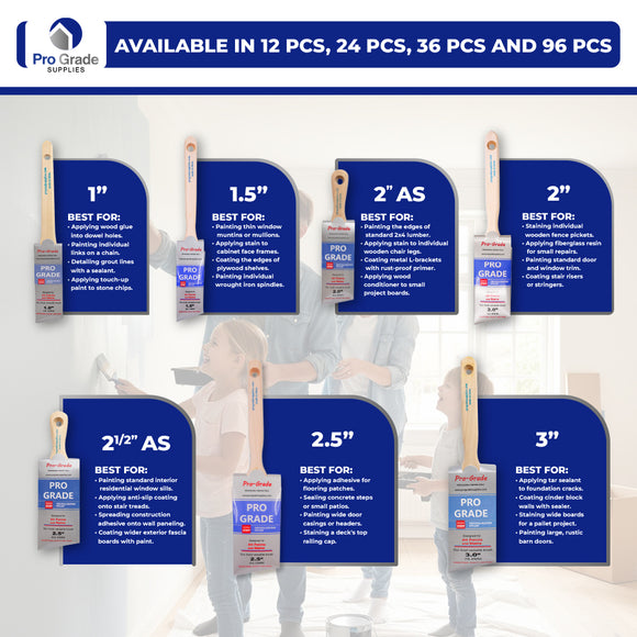 ProGrade Premium Mixed Angle Paint Brush Set, 6 Piece, Hard Cover