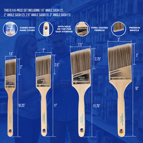 ProGrade Premium Mixed Angle Paint Brush Set, 6 Piece, Hard Cover