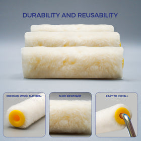 4" x 3/4" Wool Paint Roller Cover