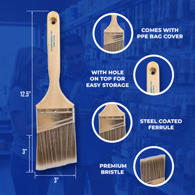 Vermeer Paint Brushes - 2-Pack - 3" Angle Brushes for All Latex and Oil Paints & Stains - Home Improvement - Interior & Exterior Use