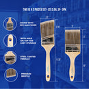 ProGrade Premium Mixed Paint Brush Set, 3 Piece, 2.5" Angle & 3" Flat, Soft Cover-2