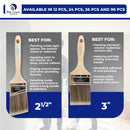 ProGrade Premium Mixed Paint Brush Set, 3 Piece, 2.5" Angle & 3" Flat, Soft Cover-9